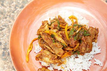 Thai spicy food basil chicken