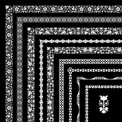 Corner borders and frames - isolated on black background