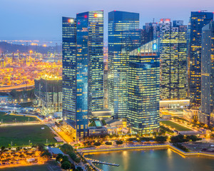 Landscape of the Singapore financial district and business building