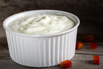 Yogurt in a white ceramic bowl