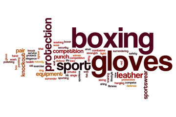 Boxing gloves word cloud