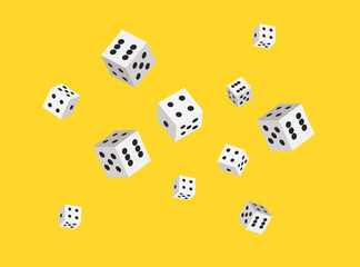 Vector dices background for casino. Sharp edges. Flat style design.