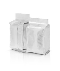 blank packaging foil pouch isolated on white background