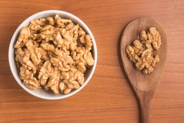 Walnuts into a bowl