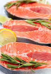 Fresh Raw Salmon Red Fish Steak