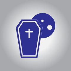 Obraz premium Vector illustration in flat design Halloween icon coffin and moon
