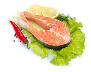 Fresh Raw Salmon Red Fish Steak