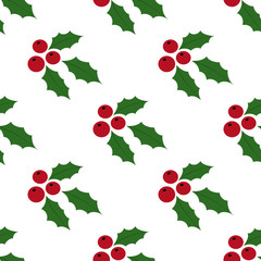 Seamless Background Holly Berries