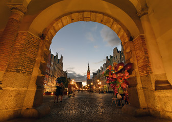 View on the old town of Gdansk through the arch