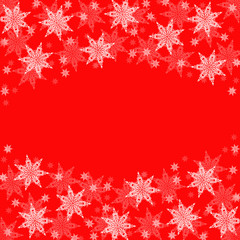 Christmas snowflakes on red festive background