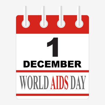 World aids day. First December. calendar sheet. 