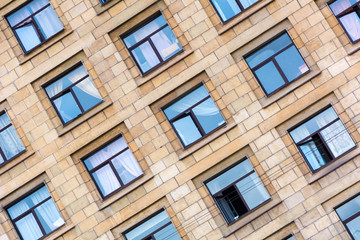 windows in very old building photo. Saint Petersburg