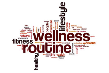 Wellness routine word cloud