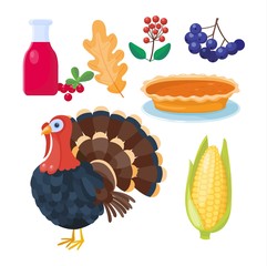 Thanksgiving icons vector set
