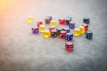 Colorful dice in close up