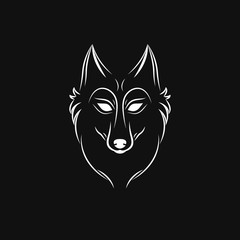 Wolf silhouette. Vintage wolf face logo emblem