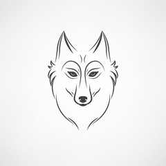 Wolf silhouette. Vintage wolf face logo emblem