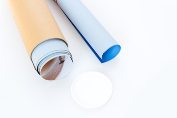 Posterrolle mit Plakaten aus der Druckerei