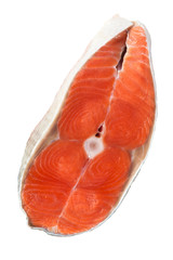 Fish of salmon. Raw fish steak.