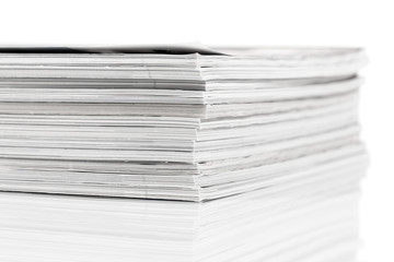 Magazines up close shot on white background