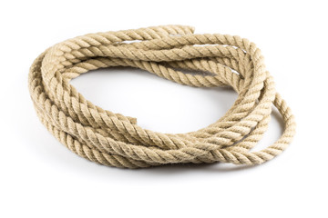 Twisted thick rope on white