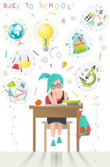 Modern vector illustration /  back to school concept /  pupil and different lessons