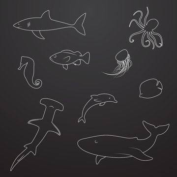 underwater life icons