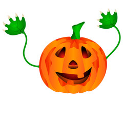 vector illustration scary fun halloween orange pumpkin on white background