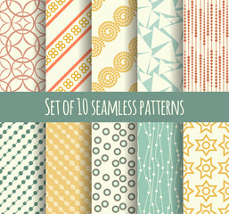 Set of 10 retro seamless pattern
