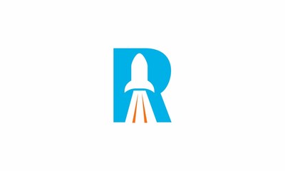 R logo rocket launce vector