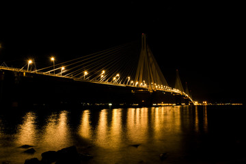 Fototapeta na wymiar The Rio-AntiRio Bridge before 9 am