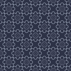 flowers background 2 / Seamless vector pattern of floral elements on dark  gray-blue background.