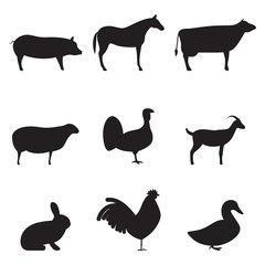 Agriculture animals silhouette
