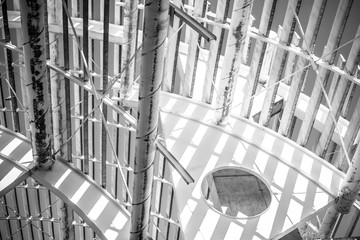 Obraz premium Forged steel structure, metal roof with metal bars and beams