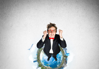 Businessman on Earth globe