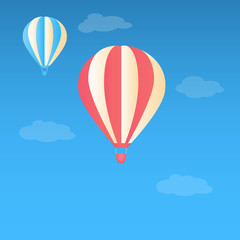 Hot air balloon in the sky vector. Illustration