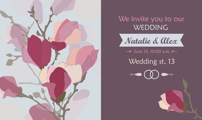 Wedding invitation. Wedding card on a floral background vector