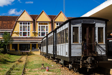 Travel by train at Da Lat train station.
