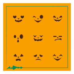 Nine different pumpkin face templates