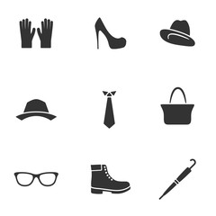 Clothing accessories icon set