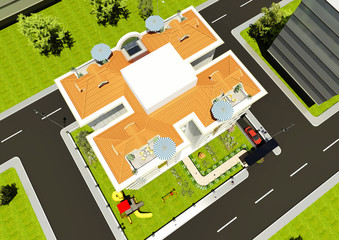 3D Render of the building exterior from top