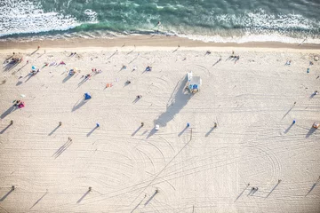 Poster Santa Monica strand, uitzicht vanuit helikopter © oneinchpunch