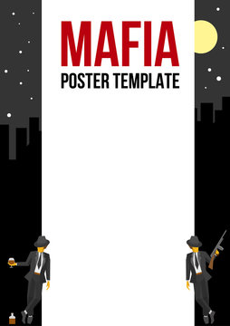 Poster of flyer template with two retro gangsters