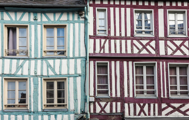 Fototapeta na wymiar .colorful facades of two houses as a background