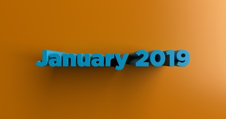 January 2019 - 3D rendered colorful headline illustration.  Can be used for an online banner ad or a print postcard.