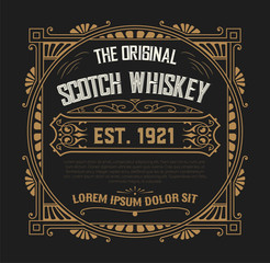 Obraz premium Whiskey label with old frame