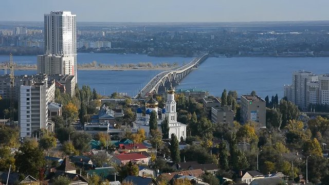 The bridge over the Volga River. The bridge connects the city of Saratov and Engels city.