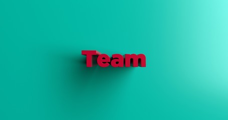 Team - 3D rendered colorful headline illustration.  Can be used for an online banner ad or a print postcard.