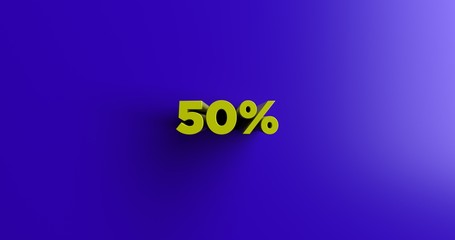 50% - 3D rendered colorful headline illustration.  Can be used for an online banner ad or a print postcard.