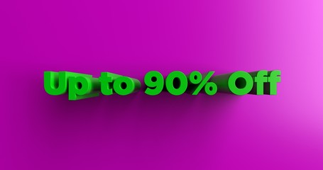 Up to 90% Off - 3D rendered colorful headline illustration.  Can be used for an online banner ad or a print postcard.